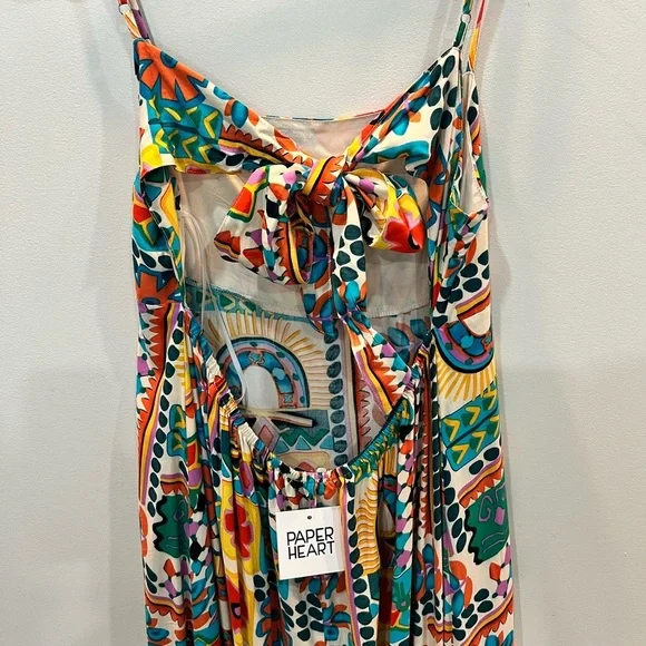 Paper Heart Anthropologie Aztec Sunrise Open Back Maxi Dress Size XL - Picture 3 of 7